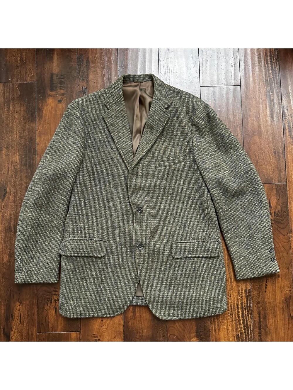 VTG Harris Tweed Sport Coat Mens 42 Scottish Wool Blazer Button Cricketer 70s